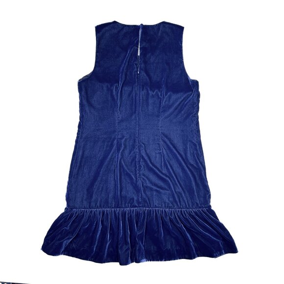 J. Crew Velvet Ruffle-Hem Dress in Vivid Ink Blue Drop Waist Size 6 - NWOT - Picture 3 of 8